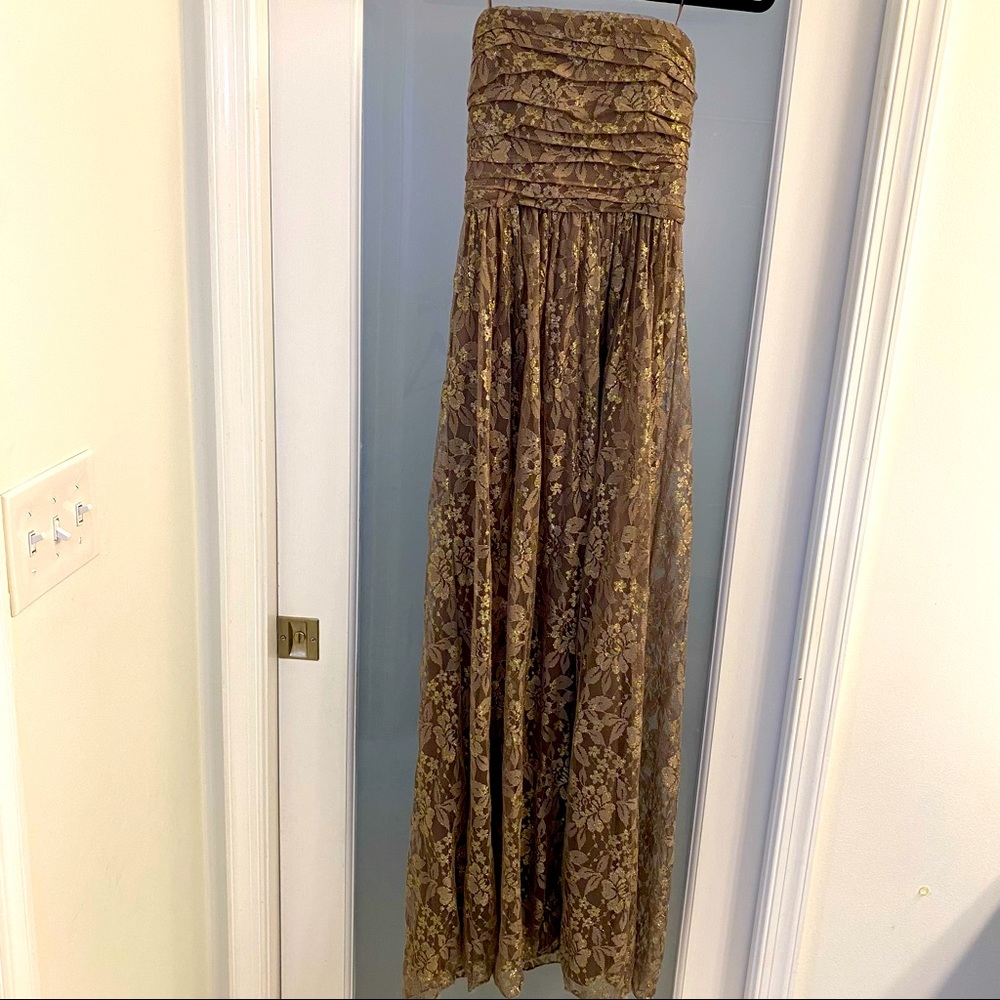 Max and Cleo Strapless Floor Length Gown
